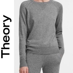 Theory Easy Crew Sweater Cloud Aria Knit Gray Raglan Sleeves Pullover Women’s S